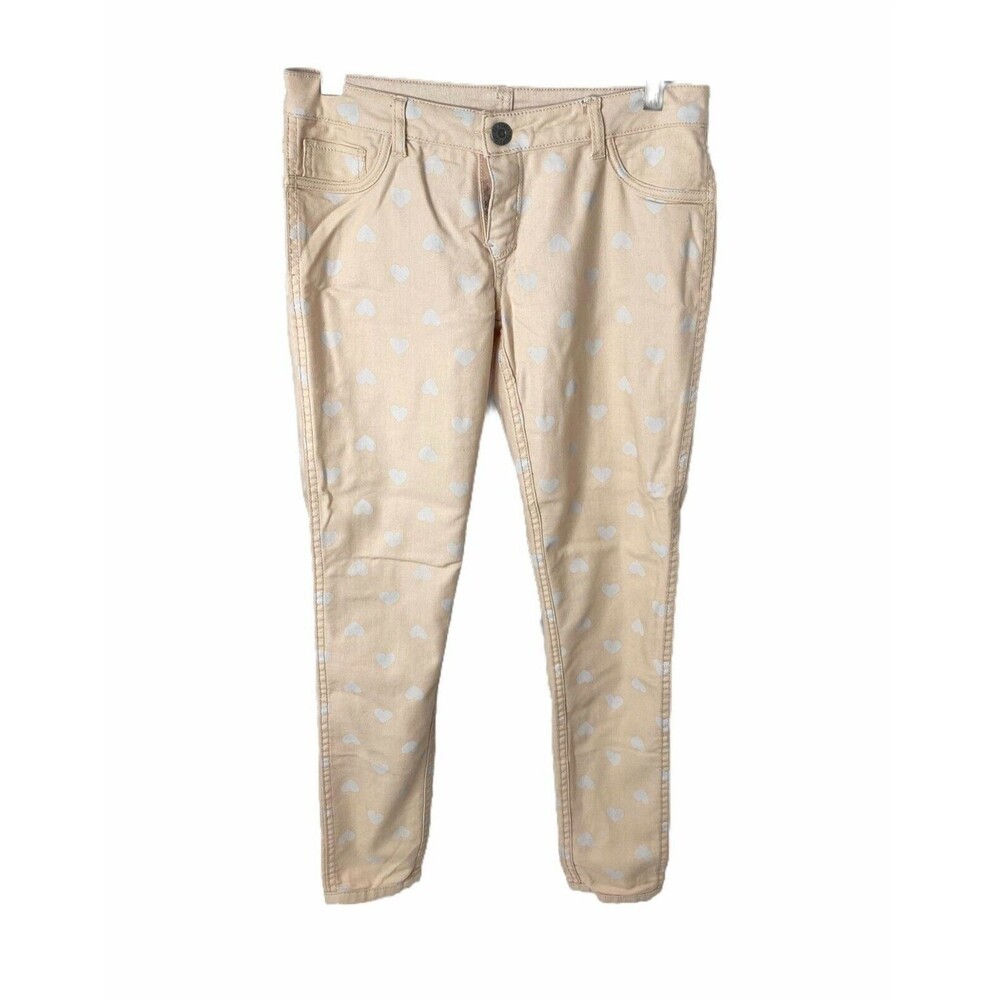 Flip Side Women’s Pants Reversible Skinny Solid and Heart Print Size 4 x 30